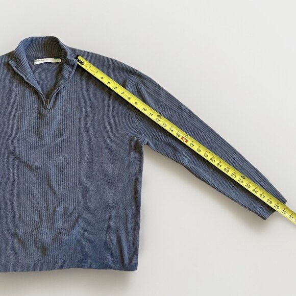 Perry Ellis 1/4 Zip Sweater Mens XXL Pullover Long Sleeve Gray Knit Ridged - Picture 5 of 8